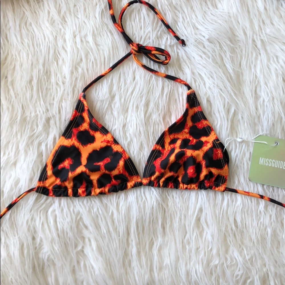 Cheetah print triangle bikini top
